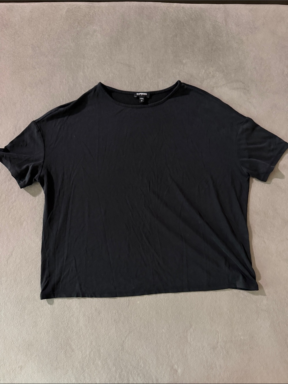 Express Women's Black Boxy Crew Neck Tee